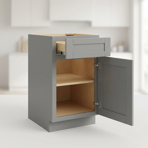 Mobile Base Cucina Personalizzato Grigio 2 Ante <span class=keywords><strong>1</strong></span> Cassetto RTA in Legno per Stoccaggio, Ingrosso, Produttore OEM ODM - Product Image 4
