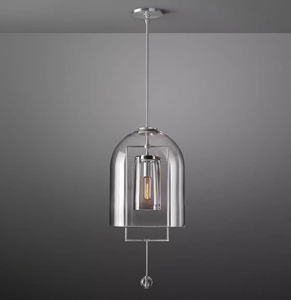 Lustre suspendu LED minimaliste américain en cuivre doré, taille moyenne, intensité variable, CRI 90, angle de faisceau 360°, abat-jour en verre, garantie 2 ans - Product Image 6