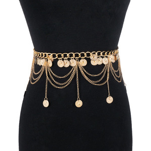 Trendy <strong>Gold</strong> Color <strong>Top</strong> Body Jewelry Waist <strong>Chain</strong> 6pcs Different Designs-Fashionable Belly Trouser <strong>Chain</strong> Start Moon Parties Gifts - Product Image 2
