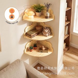 Estante de esquina montado en la pared, color madera natural, estante de almacenamiento de 4 niveles para libros infantiles, uso en guardería - Product Image 2