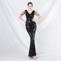 31660-S #2024 # commerce extérieur nouvelle industrie lourde perlée longue perlée soirée grosse dame robe grande taille robe Super taille