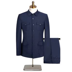 Traje Zhongshan de solapa de líder de primavera y otoño de estilo étnico de talla grande para hombres de gama alta para personas de mediana edad y mayores - Product Image 2