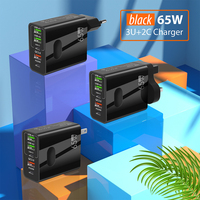 Chargeur de téléphone portable 65W avec prise EU/US, boîte nettoyée, 3USB+2PD, adaptateur secteur 5v2a, charge rapide, multi-ports, type C