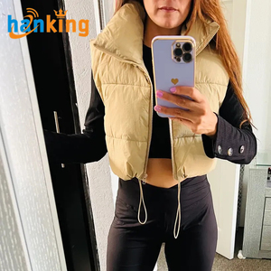 <strong>Women</strong> Stand Collar Sleeveless Puffy Zip up <strong>Lightweight</strong> Cropped Warm Vest <strong>Coat</strong> Ladies Solid Thermal <strong>Coat</strong> Jacket for Fall Winter - Product Image 6