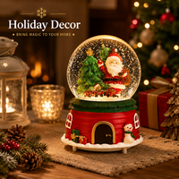 Globe à neige de Noël avec lumière LED, musique, neige automatique, Père Noël rotatif, décoration de Noël, cadeau en gros, globe à neige musical