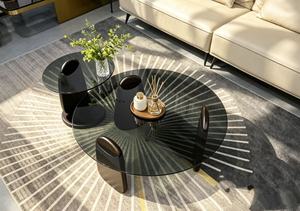 Modern <b>Nesting</b> <b>Coffee</b> <b>Table</b> Set <b>Round</b> Tempered Glass Top Metal Frame Contemporary Living Room Furniture - Product Image 5
