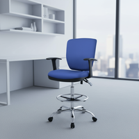Chaise de bureau ergonomique pivotante moderne et confortable en tissu nylon bleu pour visiteurs, réception, bar ou événements