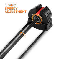 Ensemble d'haltères réglables 2 en 1, 40 kg, 88 lb, 16 niveaux, système de réglage rapide, équipement de musculation pour la maison