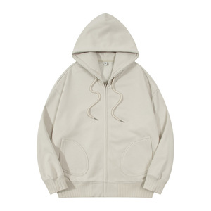 Sweat à capuche zippé en molleton surdimensionné pour homme 350 g/m² Streetwear décontracté Sweat vierge personnalisable pour la saison d'automne - Product Image 3