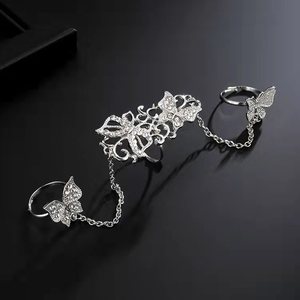 Butterfly Hollow Vine CZ Cocktail <b>Ring</b> Women's Party Jewelry Adjustable Finger <b>Ring</b> - Product Image 3