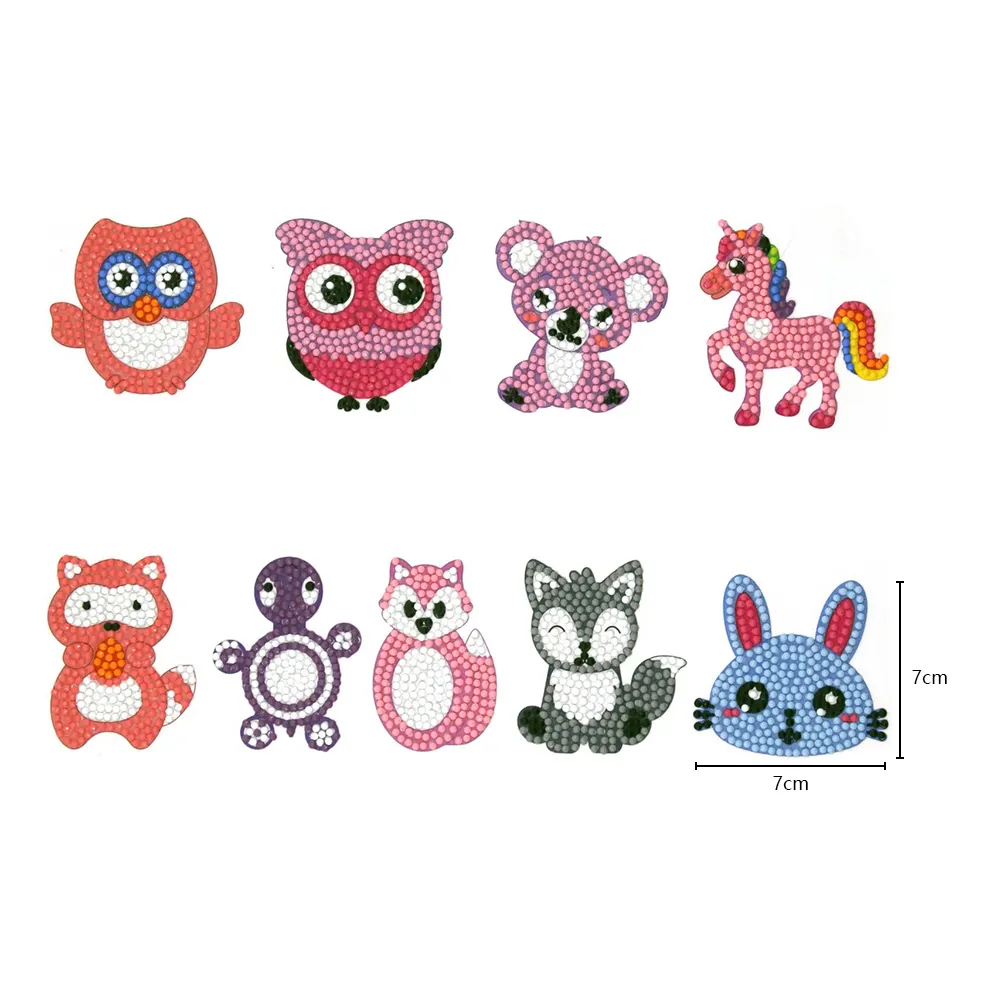 New DIY Diamond Painting Stickers Horse Fox Rabbit Lion Panda Refrigerator Phone Mirror Bag Notebook Stickers Children's Gifts