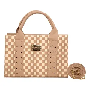 Bolso de Maquillaje Fana Regina Lisa Chess, Color Oro Rosa, con Correa Cruzada, Cierre de Nylon, Moda para Adultos, Todas las Temporadas - Product Image 1