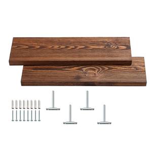 מדף קיר צף מעץ מלא בסגנון כפרי תעשייתי עם תושבות צינורות, נירוסטה, רב תכליתי לאחסון בחדר אמבטיה - Product Image 6