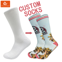 Chaussettes imprimées numériquement en 3D, OEM, couleur et logo personnalisés, chaussettes vierges imprimées par sublimation, chaussettes de sport unisexes pour hommes