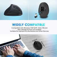 2.4G Mouse optik nirkabel vertikal 3D, Mouse optik besar ergonomis tangan kanan isi ulang Lithium desain berdiri tegak