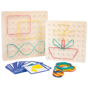 Wholesale Wooden Geometry Nail Board Educational Shape Matching Toy Pull Rope Game For Kids