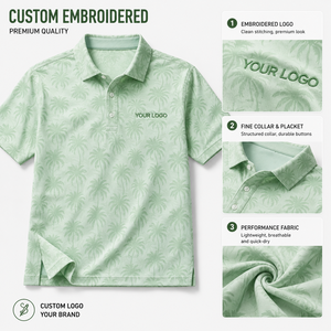 Polo Bordado Personalizado de Lujo para Hombre, Polo de Golf Premium con Patrón Tonal, Costuras Personalizadas, Etiqueta de Marca, Fabricante - Product Image 3