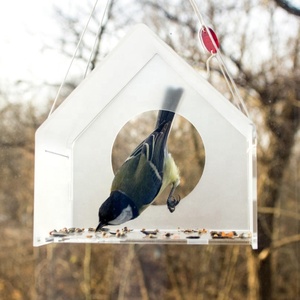 Mangeoire à oiseaux pour cage à oiseaux en acrylique transparent auto-adhésif pour l'extérieur avec ventouse - Product Image 3