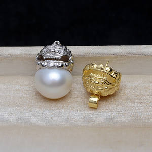 Pendentif en argent S925 baroque avec perle de 13-16 mm, Pixiu, accessoires de bijoux DIY pour la richesse, trouvailles et composants pour femmes 4449 - Product Image 1