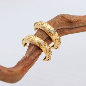 Women's Vintage <b>Gold</b> Plated Hypoallergenic Stainless Steel Star Moon Zirconia Earrings Bracelet Jewelry Wedding Engagement Gift - Product Image 6