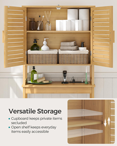 Armoire de rangement réglable au-dessus des toilettes, étagère de toilette indépendante, étagère gain de place pour buanderie - Product Image 5