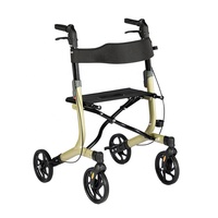 Déambulateur pliant en aluminium de luxe avec siège rembourré pour personnes handicapées