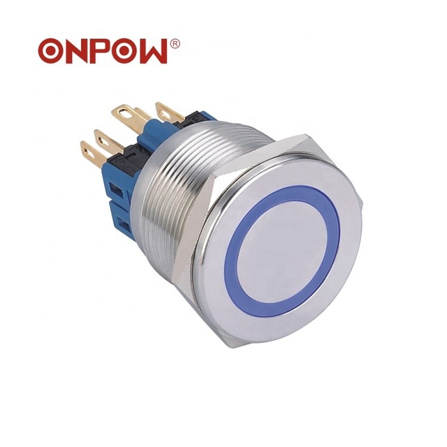 ONPOW 22mm Anti-Vandal Momentary Push Button Switch Illuminated Metal Switch