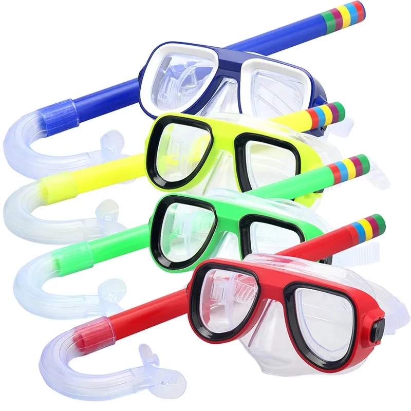 New Kid Kinder Tauchen Schnorchel maske Schwimm brille Total Dry Schnorchel und Maske Glas linse PVC 4 Farbe Tauch glas