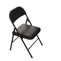 Chaise pliante commerciale Moon Black avec siège rembourré, structure en acier, capacité de 330 lb, facile à transporter, design moderne pour mariage