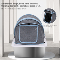 Litière pour chat entièrement fermée en acier inoxydable, anti-éclaboussures, structure pliable en toile, facile à nettoyer, toilettes pour animaux de compagnie