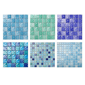 بلاط سيراميك مُزين بفسيفساء مموجة على شكل ماء بتصميم أسفا وأزرق مخفي - Product Image 3