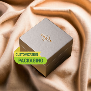 Boîte à bijoux de luxe avec logo personnalisé, boîte cadeau d'emballage en surface gaufrée estampée or - Product Image 1