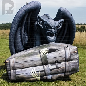 Cercueil gonflable géant en bois avec mains de squelette pour Halloween, décoration de tombe pour maison hantée/magasin de détail/publicité, décoration d'horreur - Product Image 2