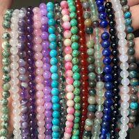 Perles de pierre naturelle en vrac de 4/6/8/10/12 mm, perles rondes en pierre précieuse de cristal de lave, d'améthyste, de jaspe, d'agate, de turquoise