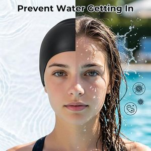 Bonnet de bain en silicone imperméable de haute qualité pour adultes et enfants, bonnet de bain personnalisé protecteur contre le soleil - Product Image 3