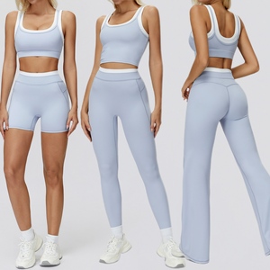 Conjunto de Dos Piezas de Ropa para Mujer de Último Diseño <span class=keywords><strong>y</strong></span> Alta Calidad, con Franjas Laterales, Sensación Desnuda, Espalda Descubierta, para Yoga <span class=keywords><strong>y</strong></span> Ejercicio - Product Image 1