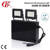 Lumière d'urgence LED à double spot étanche IP65 2x20W 3200LM avec 3 heures d'autonomie