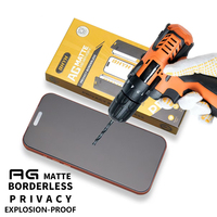 Protection d'écran en verre trempé anti-espion mat sans bordure incassable de 0,4 mm pour iPhone 17 16 15 14 13 Pro Max