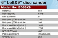 Ponceuse à bande horizontale et verticale BDS6X9, bande 6x48'', disque 9'', 2,2 kW, machine à poncer le bois pour le travail du bois