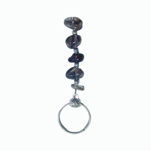 Pendentif clé en quartz fumé avec anneau en métal massif, ornement artisanal en pierre précieuse pour accent de sac et cadeaux en gros - Product Image 5