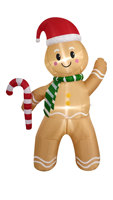 Décoration de pelouse de Noël gonflable de 8 pieds, bonhomme en pain d'épices avec boîte cadeau, gonflables de Noël, bonhomme en pain d'épices gonflable avec lumières LED