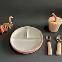 Assiette en céramique de qualité alimentaire pour bébé couverts pour enfants manchons en silicone assiette d'alimentation pour bébé ensemble d'alimentation pour bébé avec aspiration