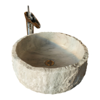Marbre blanc jazz naturel coupe entière forme ronde pierre blanche évier pierre hôtel salle de bain double vanité lavabo à main
