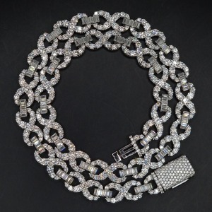 Brilliant Luster 10mm <b>Iced</b> <b>Out</b> Moissanite Infinity Link <b>Chain</b> 925 Sterling Silver Hip Hop Rhodium Plated Gift Party - Product Image 4