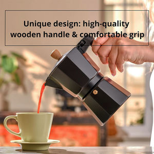 Logotipo personalizado OEM Single Value Black Italia Aluminio Moka Pot Espresso <span class=keywords><strong>Cafetera</strong></span> - Product Image 2