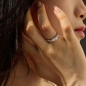 Dylam Stylish Fine Jewelry 925 Sterling <b>Silver</b> Rhodium Plated <b>Eternity</b> Band 5A Zirconia Interlock Geometric Women Jewelry <b>Rings</b> - Product Image 2