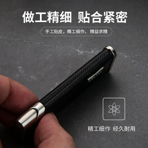 Briquet coupe-vent en métal JOFI rechargeable avec étui en cuir véritable pour hommes et femmes, cadeau d'affaires, cigarette, durable - Product Image 3