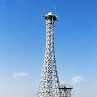 Mât en acier autoportant Q420B de 30 à 50 m de long pour la mesure de la vitesse du vent en mer, idéal pour les parcs éoliens et les tours radar.