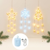 Lampe suspendue LED rechargeable en forme d'étoile, flocon de neige, arbre de Noël, fonctionnelle, pour intérieur, fenêtre, mur, décoration romantique de festival