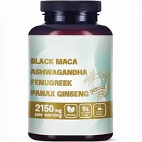 Capsules de Maca Noire, Ashwagandha, Fenugrec et Ginseng Panax ODM/OEM 2150mg – Énergie, Humeur, Équilibre Hormonal, Soutien Immunitaire – Complément Alimentaire pour Adultes
